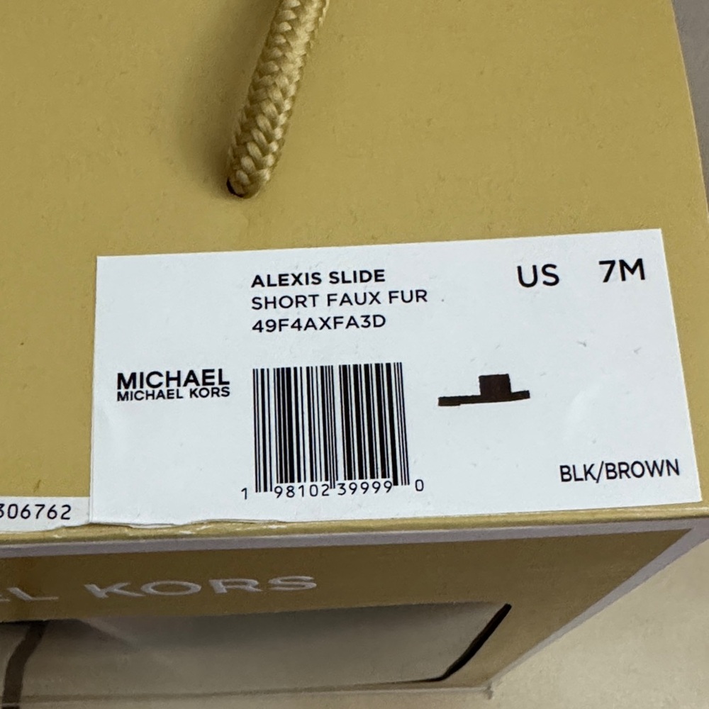 Michael Kors Black and Brown Faux Fur Slides